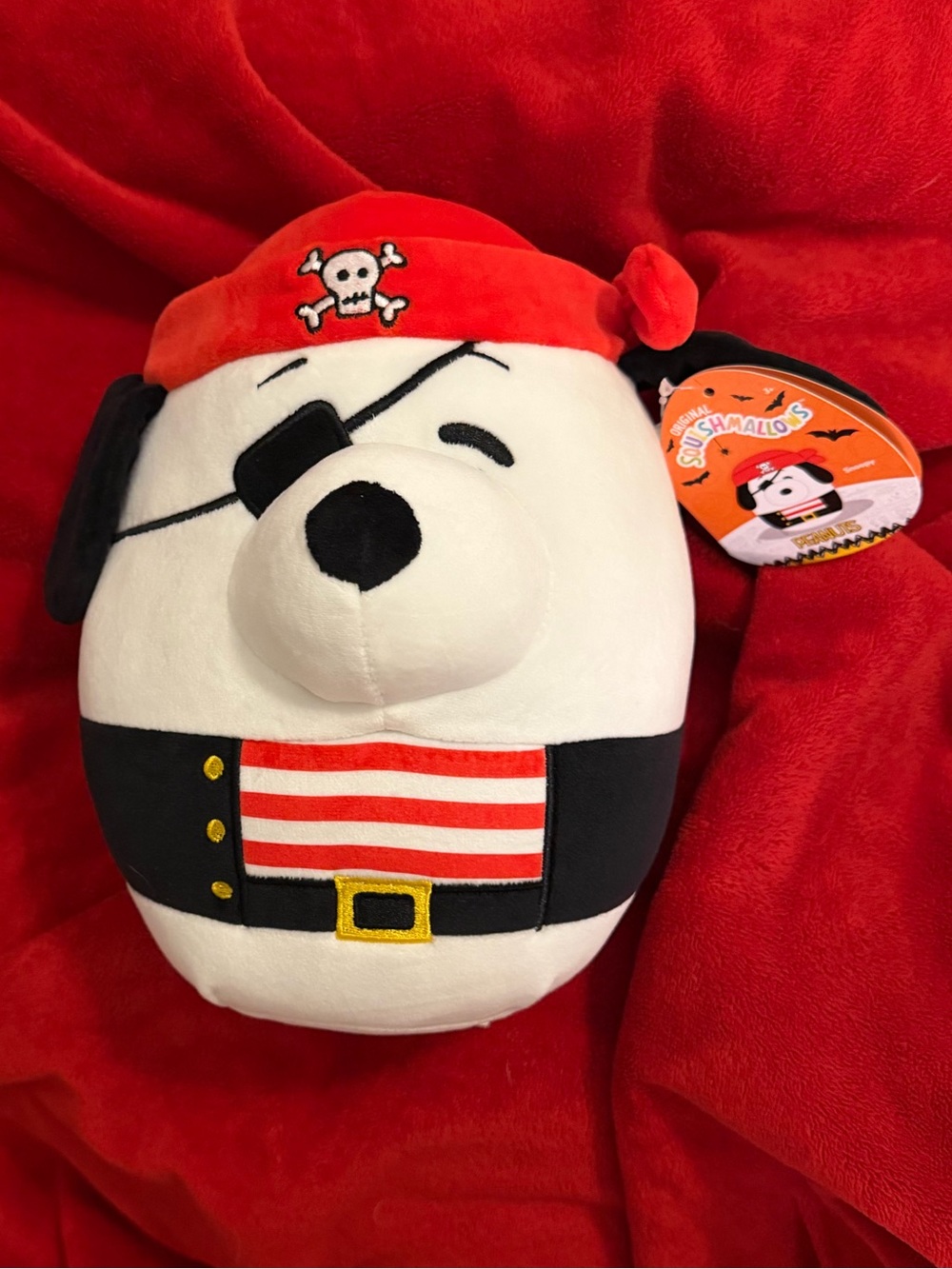 NWT Peanuts Snoopy Pirate Squishmallow - Black, White, Red